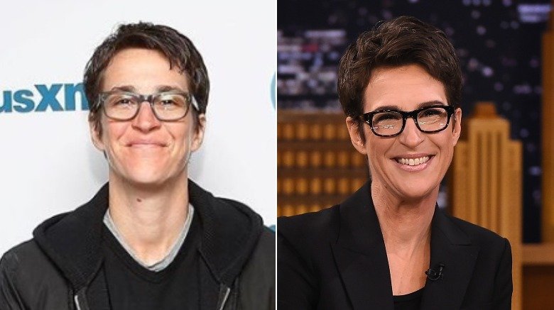 Rachel Maddow without and with makeup