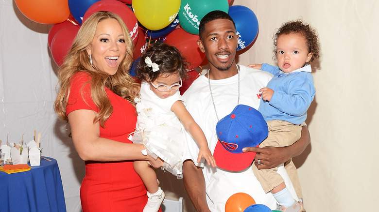 Nick Cannon and Mariah Carey with their children.