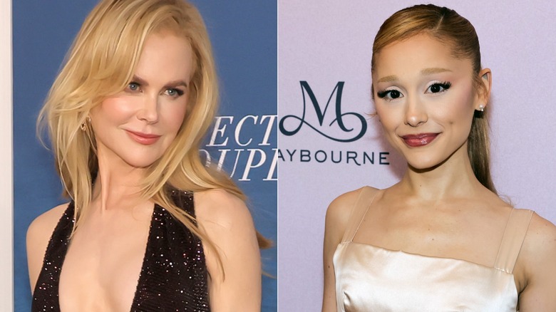 Split image of Nicole Kidman and Ariana Grande at red carpet events