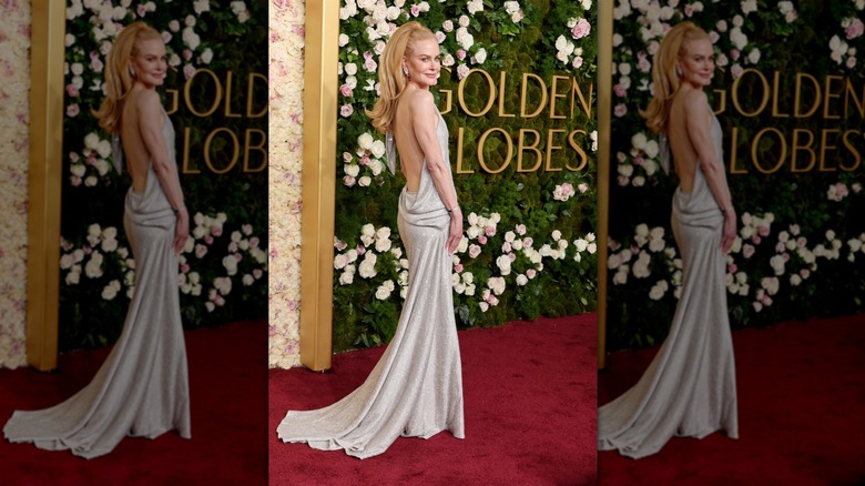 Nicole Kidman posing at the 2025 Golden Globes