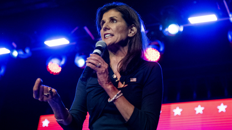 Nikki Haley speaks at a campaign rally in Texas