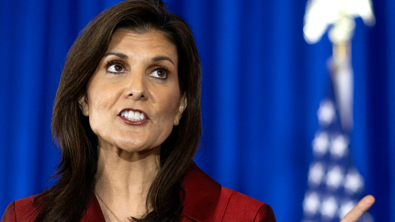 Nikki Haley speaking during an election night watch