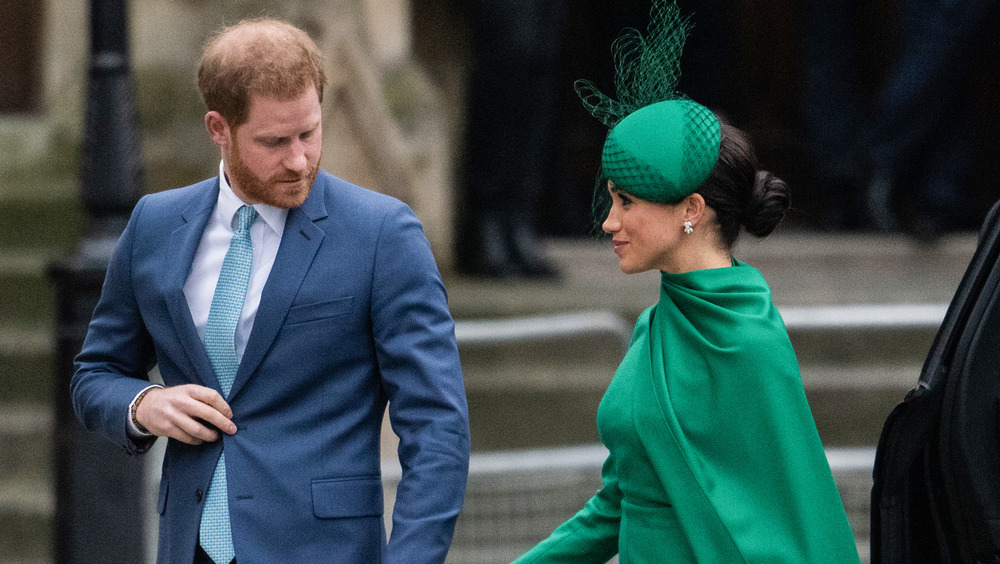 Prince Harry and Meghan Markle attending a royal wedding