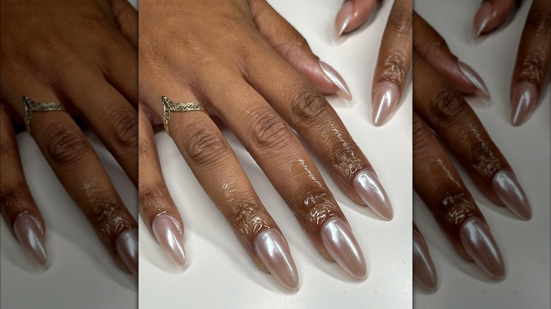 Nails with a glazed donut finish