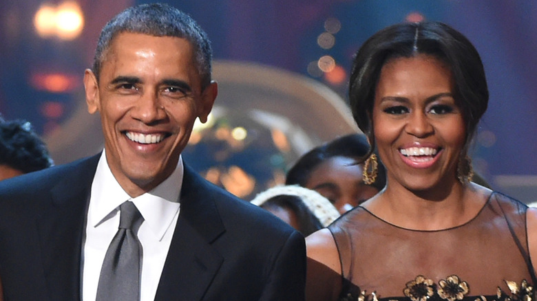 Barack and Michelle Obama smiling