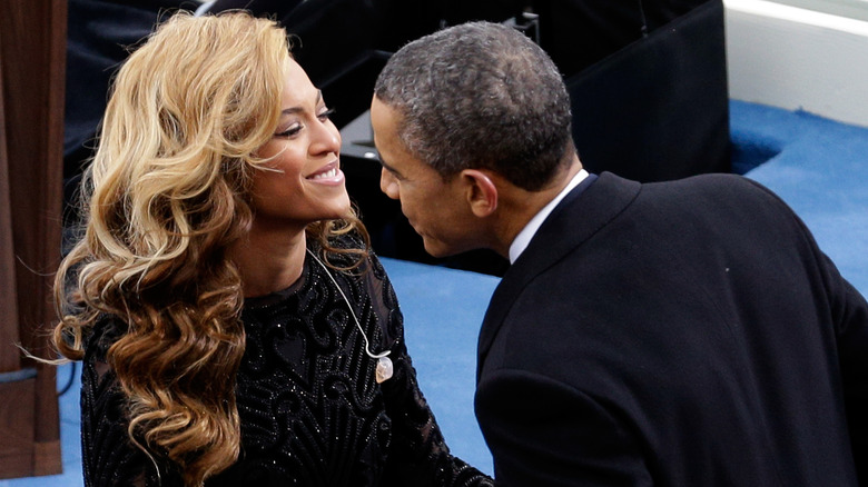 Barack Obama greeting Beyoncé at inauguration