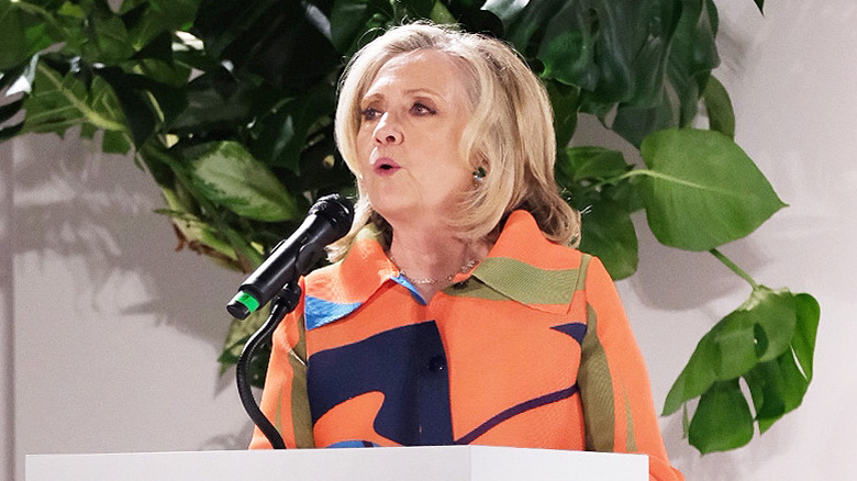 Hillary Clinton speaking at event in 2022