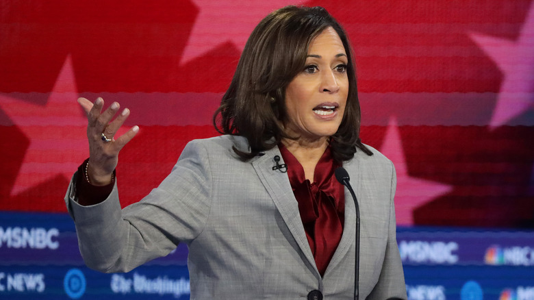 Kamala Harris speaks during the Democratic Presidential Debate