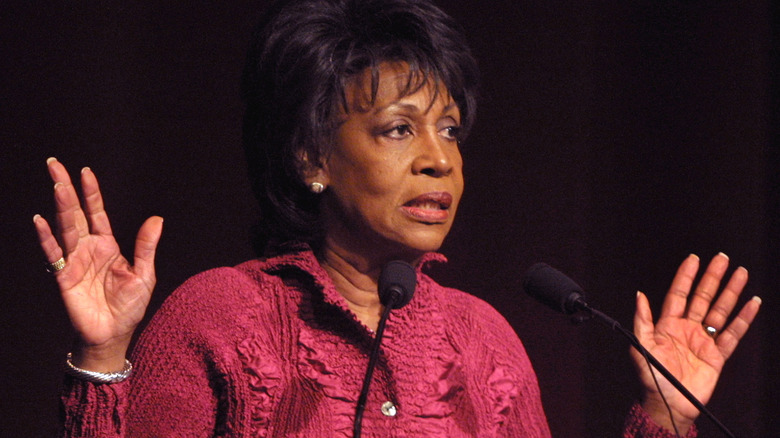 Maxine Waters speaks at a political conference 