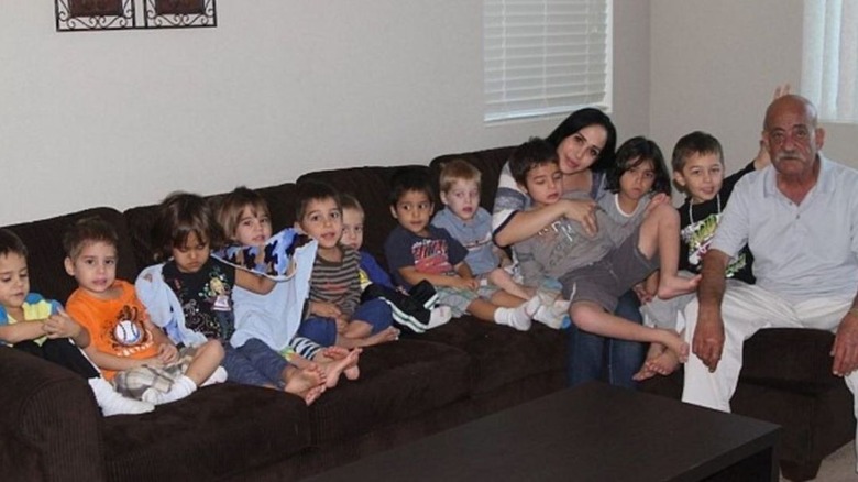 Nadya Suleman, also known as Octomom, posing with 11 of her 14 children in a photo on Instagram