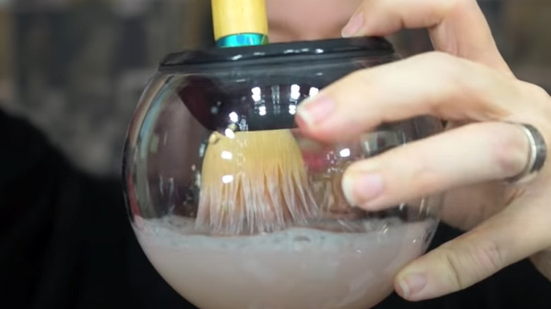 Makeup brush in water 