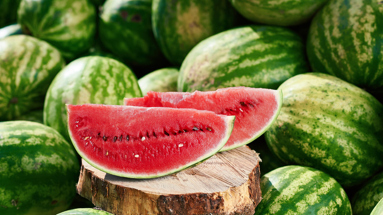 Watermelon cut in half