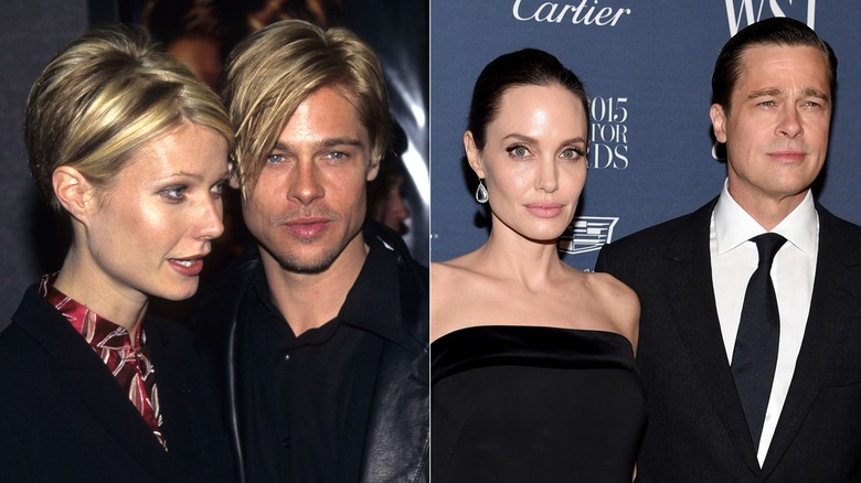 Brad Pitt copying his partner's hairstyle