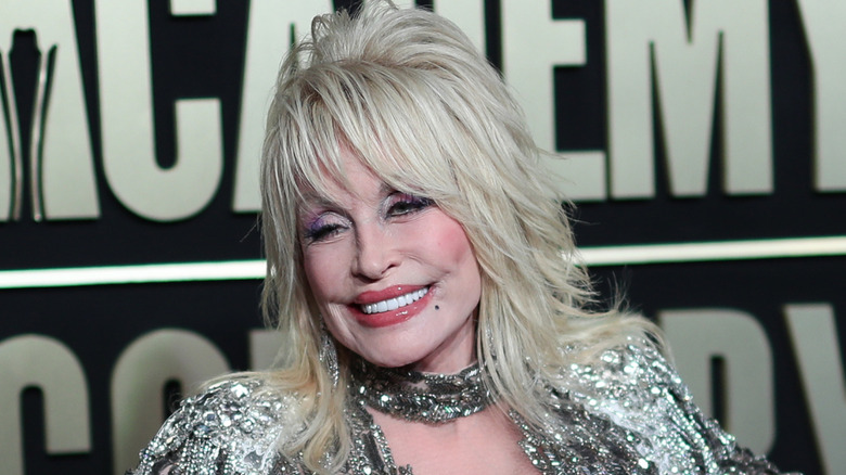 Dolly Parton in silver