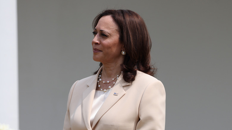 Vice President Kamala Harris in cream suit