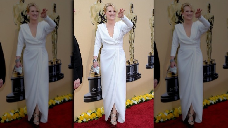 Meryl Streep in white gown