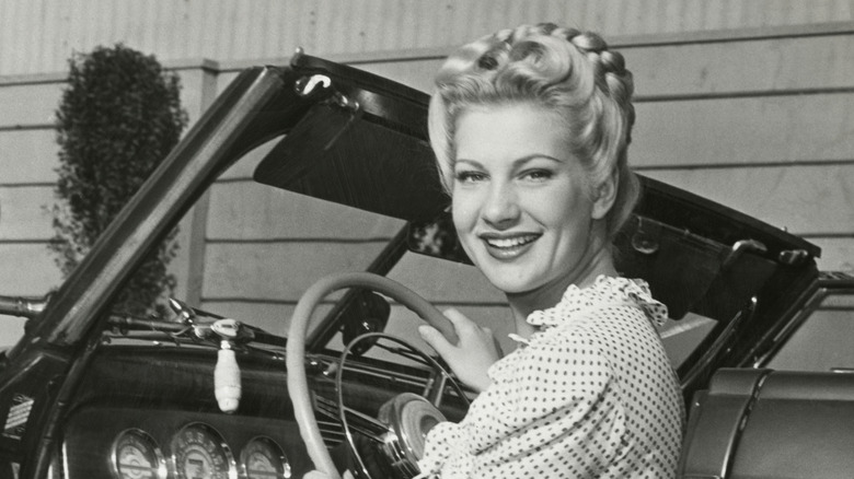 Woman smiling in car 