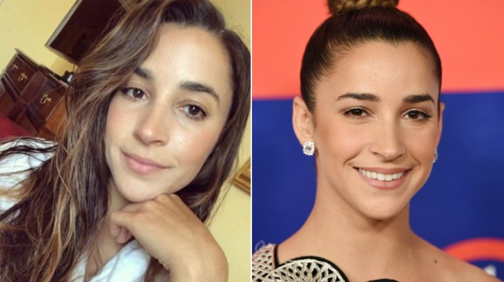 Olympic athlete Aly Raisman with and without makeup