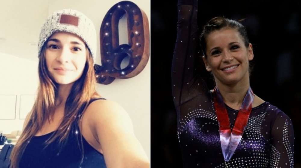 Olympic athlete Alicia Sacramone with and without makeup