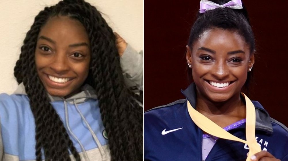 Olympic athlete Simone Biles with and without makeup