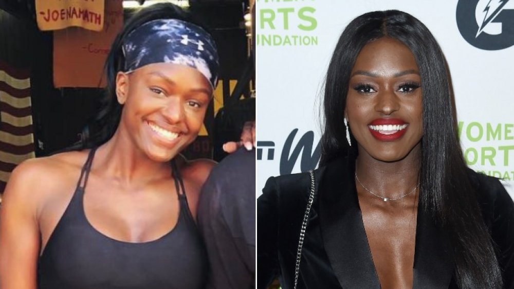 Olympic athlete Aja Evans with and without makeup