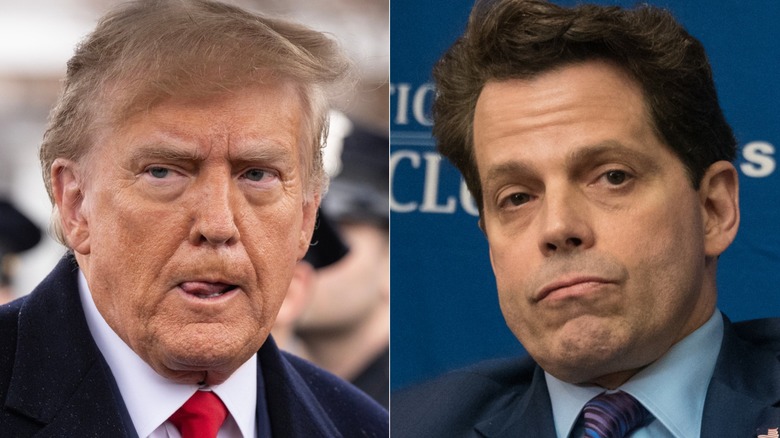 A split image of Donald Trump and Anthony Scaramucci