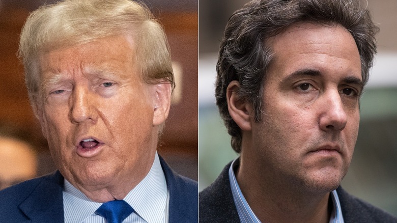 A split image of Donald Trump and Michael Cohen