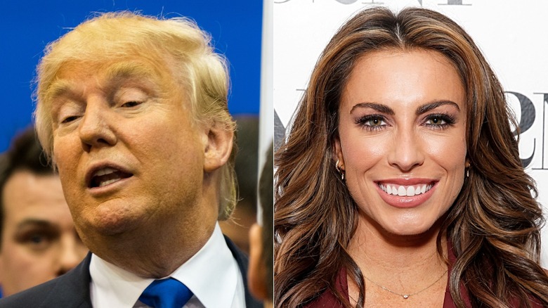 Split-screen image of Donald Trump and Alyssa Farah Griffin