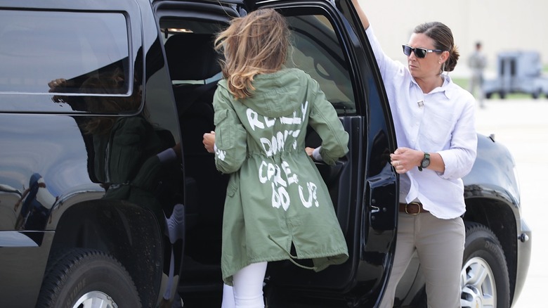 Melania Trump getting in a car