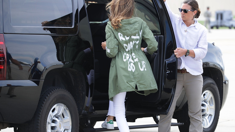 Melania Trump wearing controversial jacket