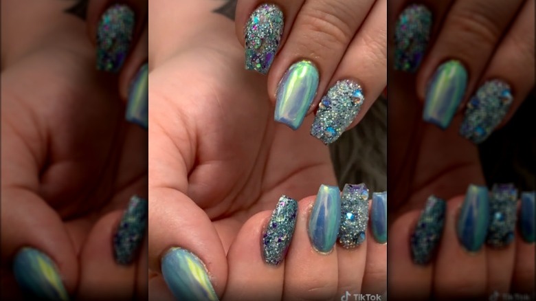 Mermaid opalescent nails