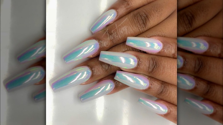 Opalescent long nails