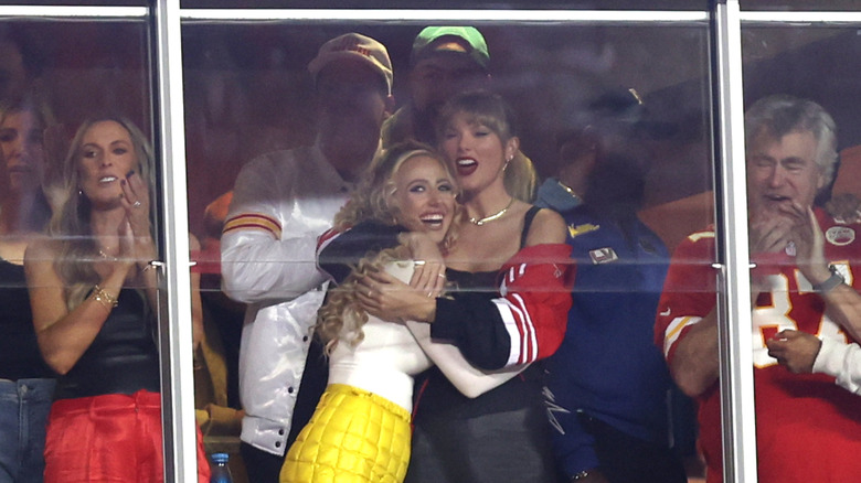 Taylor Swift hugging Brittany Mahomes