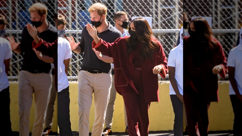 Harry and Meghan waving