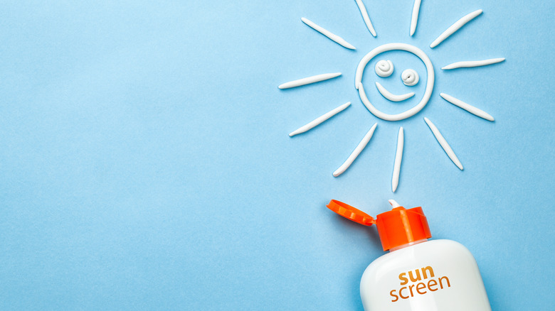 sunscreen bottle with sunscreen in shape of sun