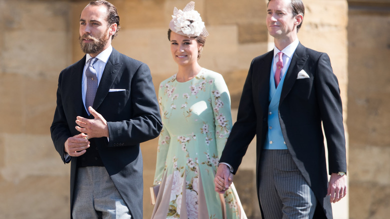 James Middleton, Pippa Middleton and James Matthews walking