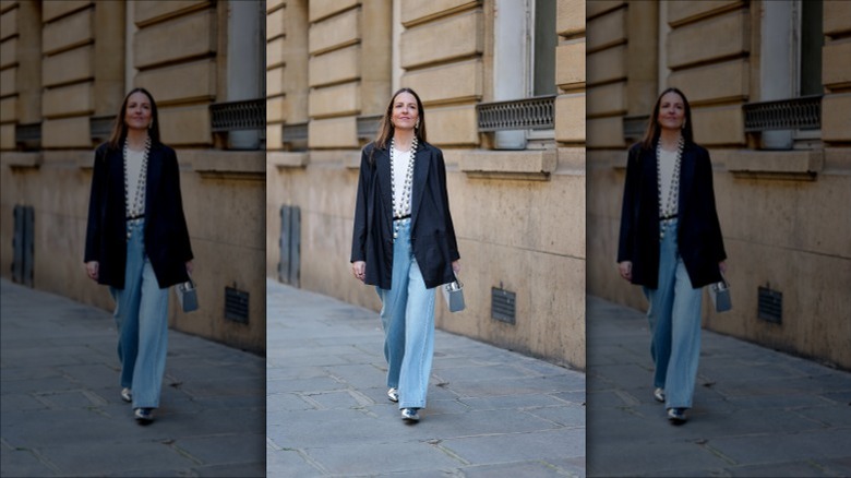 Woman walking for photo