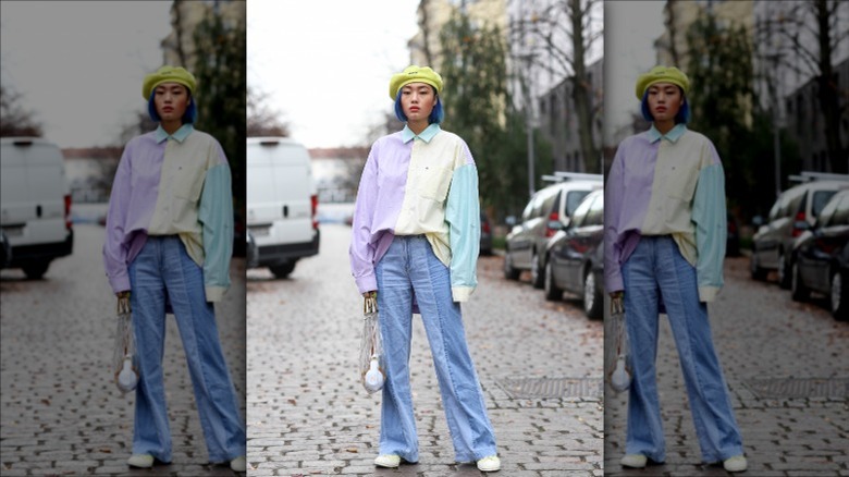 Woman wearing beret posing