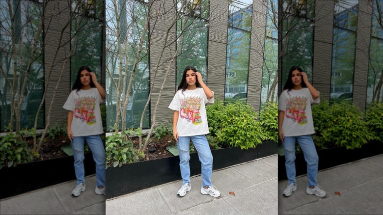 Woman posing in jeans