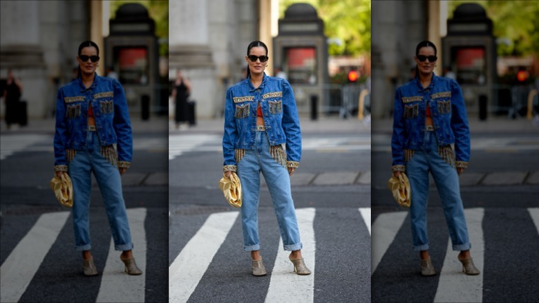 Woman wearing sunglasses posing