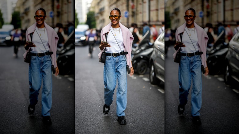 Woman on phone smiling