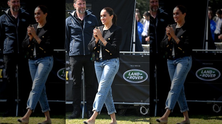 Meghan Markle in cuffed jeans