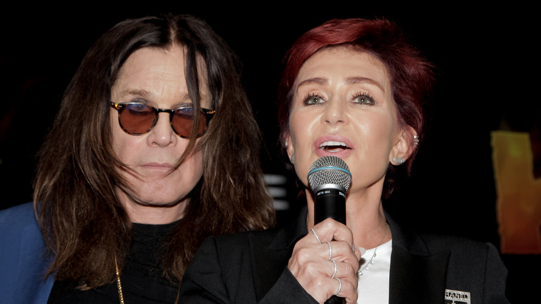 Sharon Osbourne and Ozzy Osbourne talking