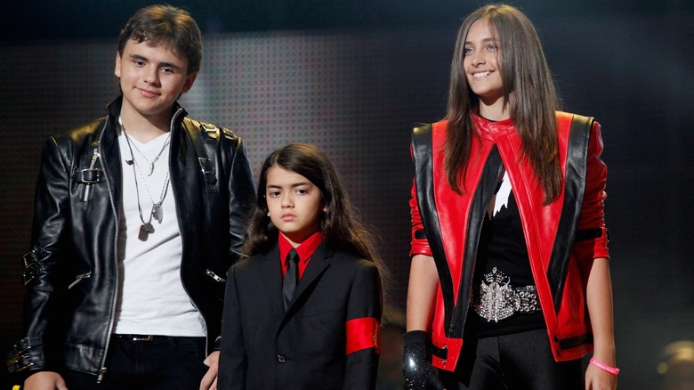 Paris Jackson on stage with Prince Jackson and Blanket Jackson at a Michael Jackson tribute concert