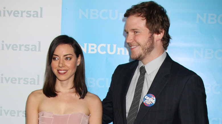 Chris Pratt and Aubrey Plaza at event