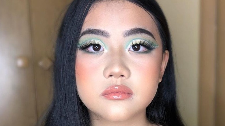 woman with pastel makeup