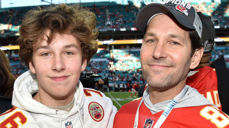 Jack and Paul Rudd smiling at Super Bowl