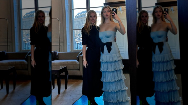 Gwyneth Paltrow and Apple Martin posing before Apple's debutante ball