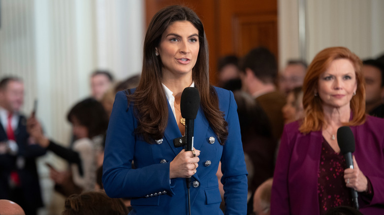 Kaitlan Collins speaks in the East Room of the White House on February 4, 2025