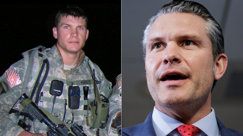 Before and after photos of Pete Hegseth during and after his time in the military